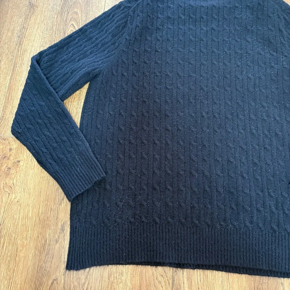 J.Crew Extra Soft Cable Knit Sweater Mens XL Black Crewneck Wool‎ Blend Pullover